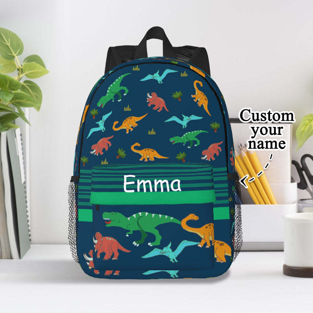 Custom Name Backpack Personalised  Dinosaur School Bag - 