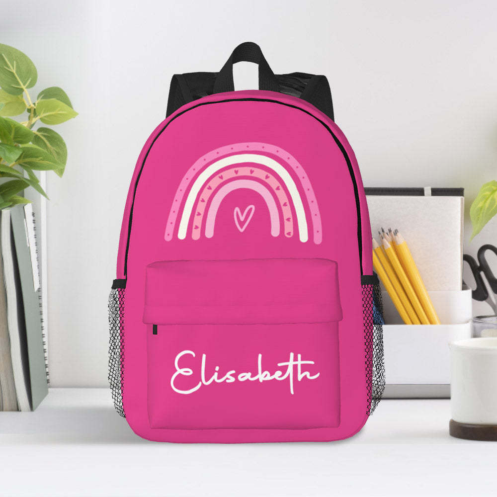 Custom Name Backpack Personalised Rainbow Design School Bag - 