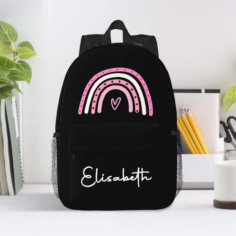 Custom Name Backpack Personalised Rainbow Design School Bag - 