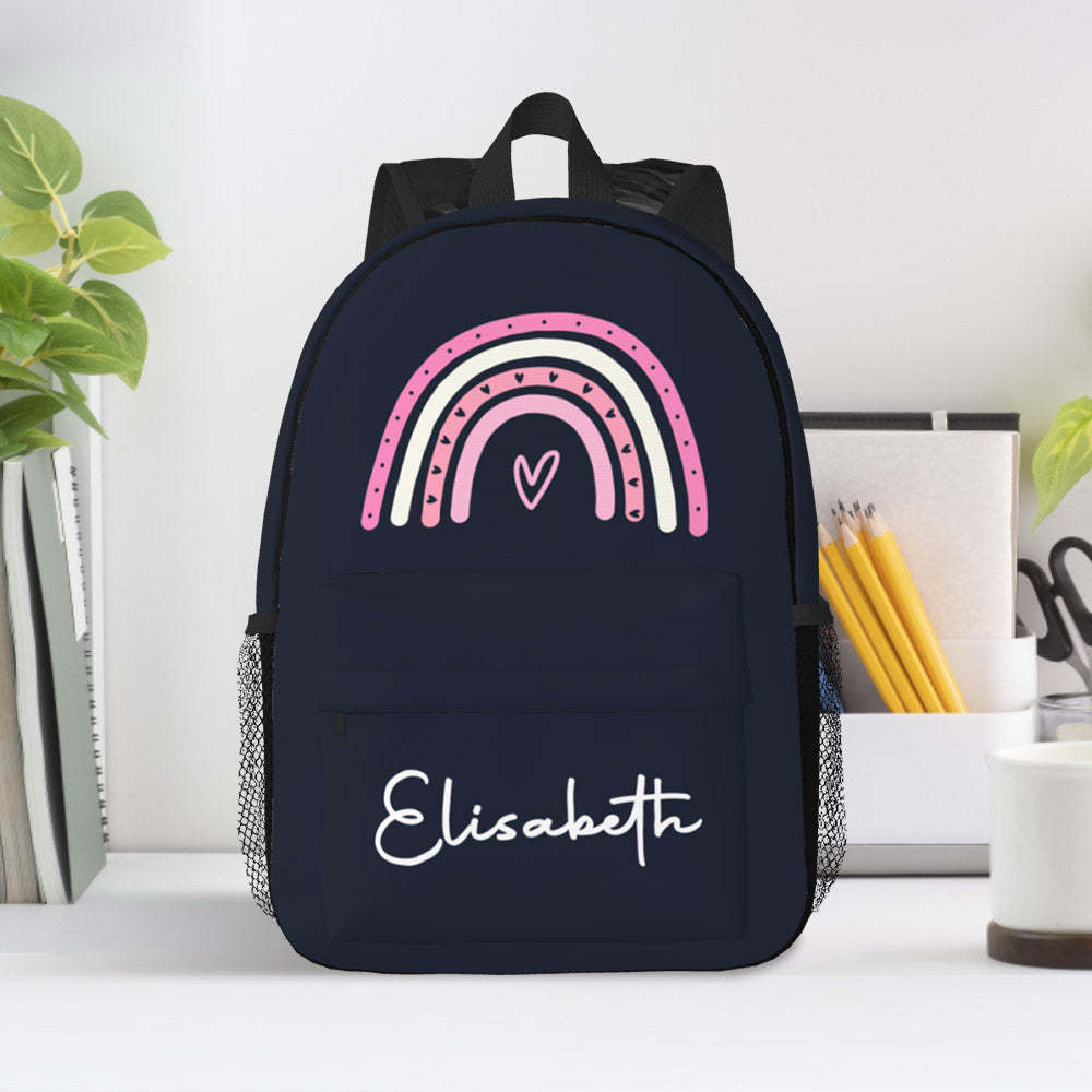 Custom Name Backpack Personalised Rainbow Design School Bag - 