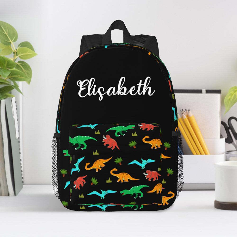 Custom Name Backpack Personalised Dinosaur School Bag for Kids - 