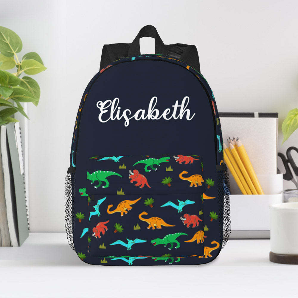Custom Name Backpack Personalised Dinosaur School Bag for Kids - 