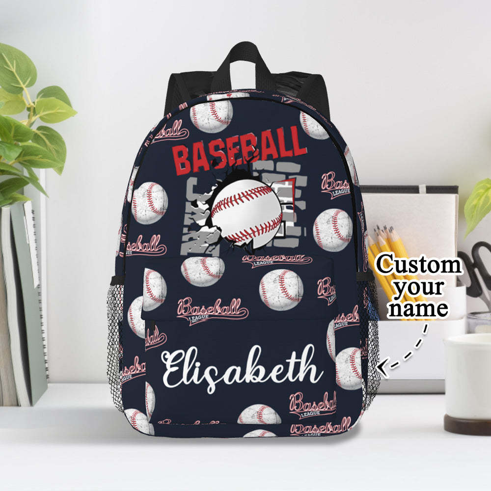 Custom Name Backpack Personalised Baseball School Bag for Kids - 