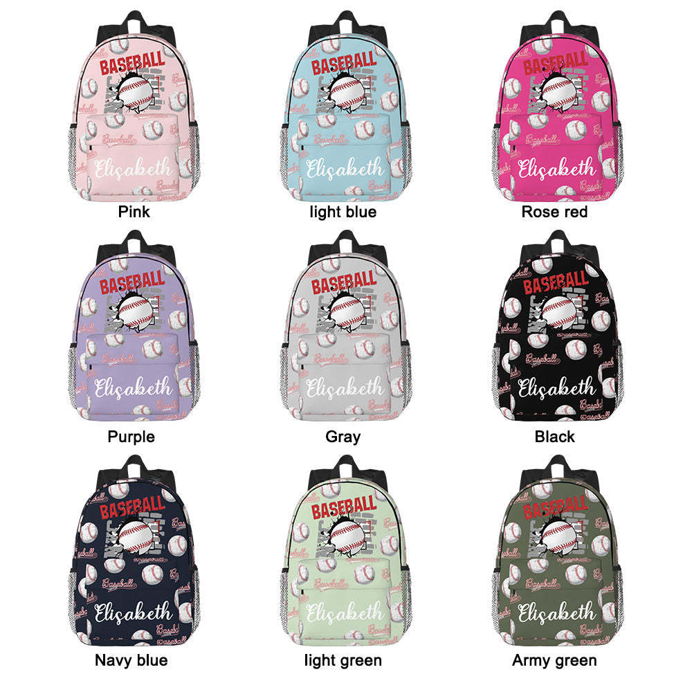 Custom Name Backpack Personalised Baseball School Bag for Kids - 