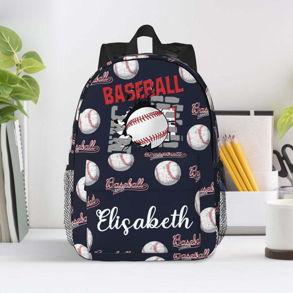 Custom Name Backpack Personalised Baseball School Bag for Kids - 