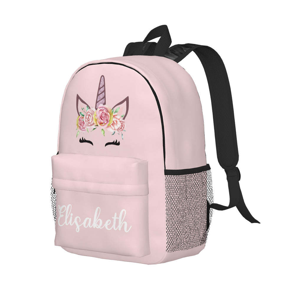 Custom Name Backpack Personalised Unicorn School Bag for Kids - 