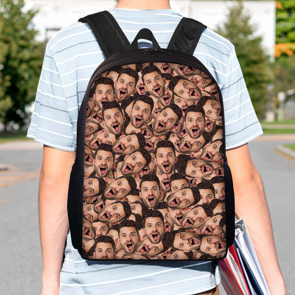 Custom Face Backpack Personalised Funny School Bag for Students - 