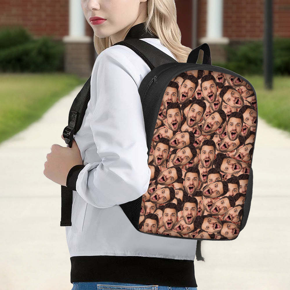 Custom Face Backpack Personalised Funny School Bag for Students - 