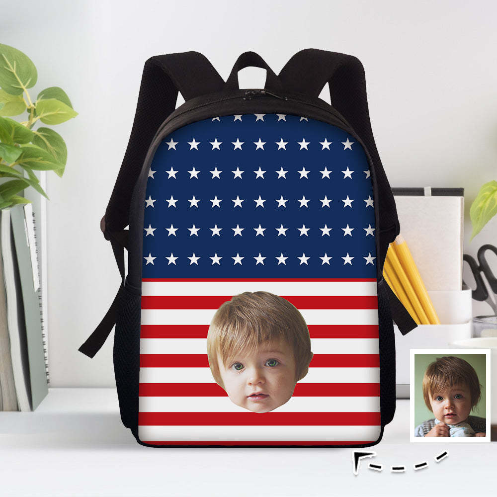 Custom Face Backpack Personalised Flag School Bag for Students - 