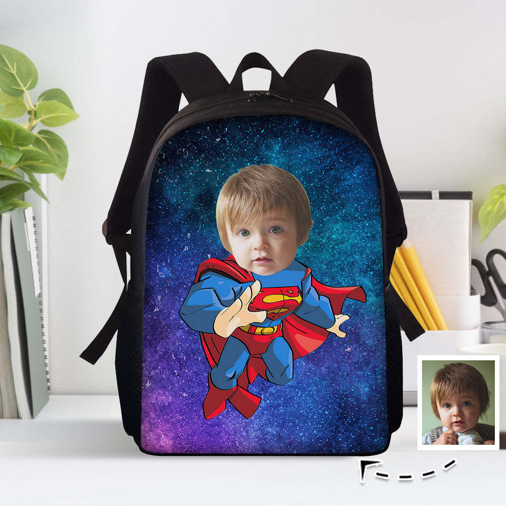 Custom Face Backpack Personalised Starry Sky School Bag for Students - 