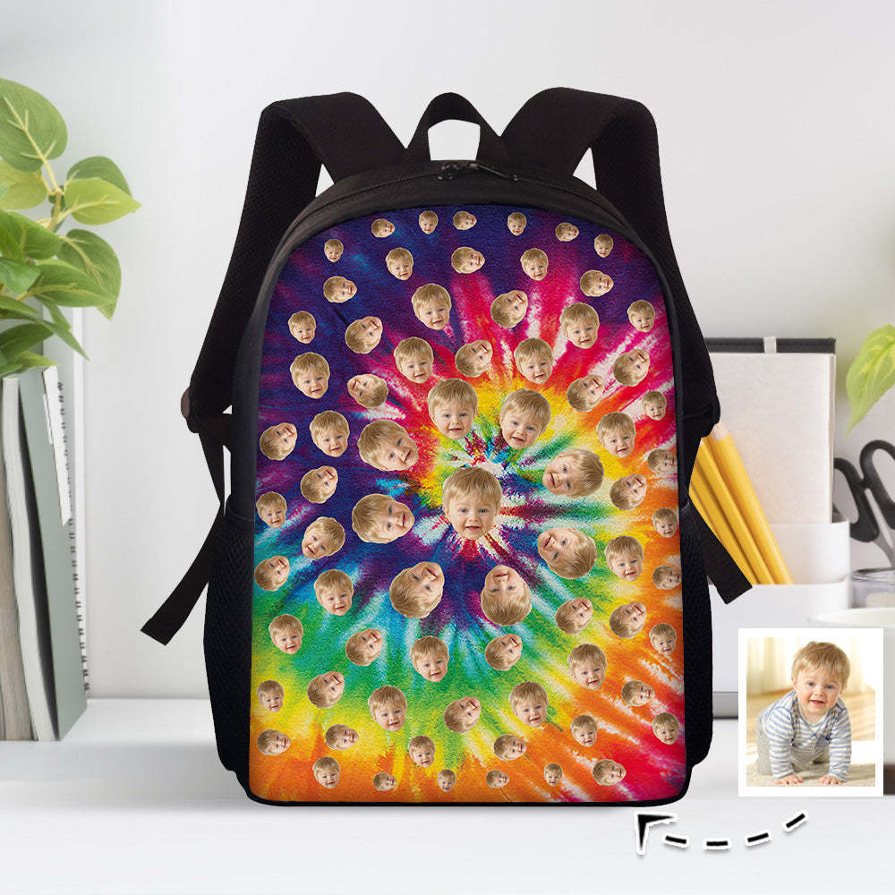 Custom Face Backpack Personalised Multicolor School Bag - 