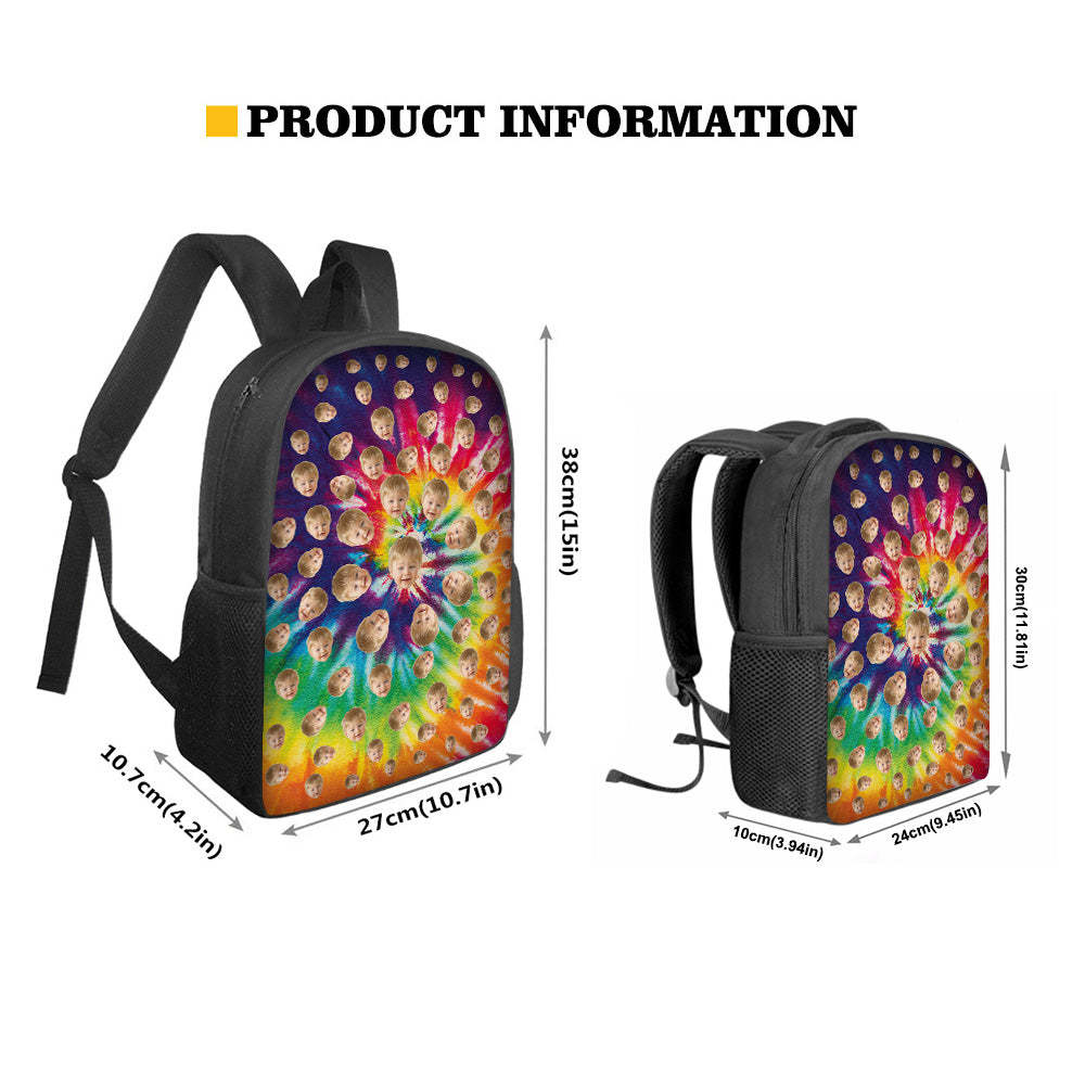 Custom Face Backpack Personalised Multicolor School Bag - 