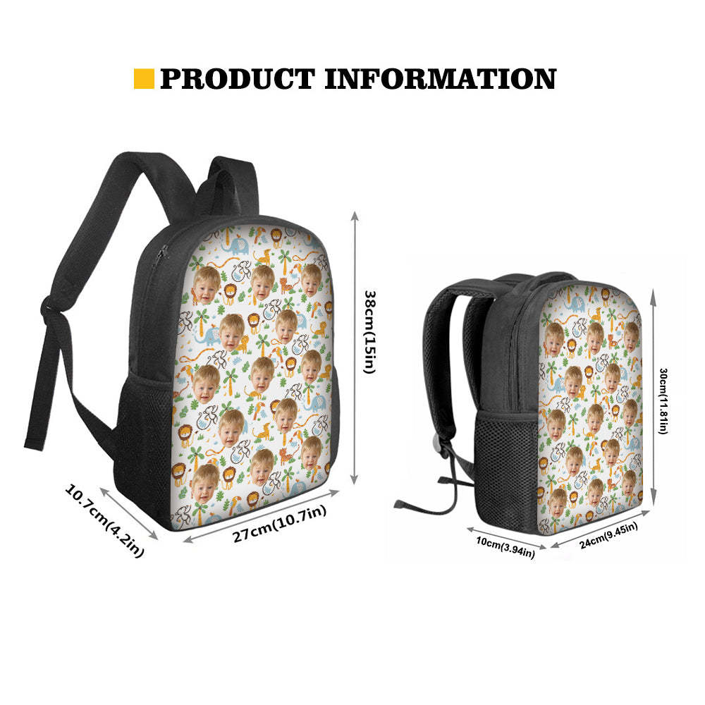 Custom Face Backpack Personalised Animal School Bag for Kids - 