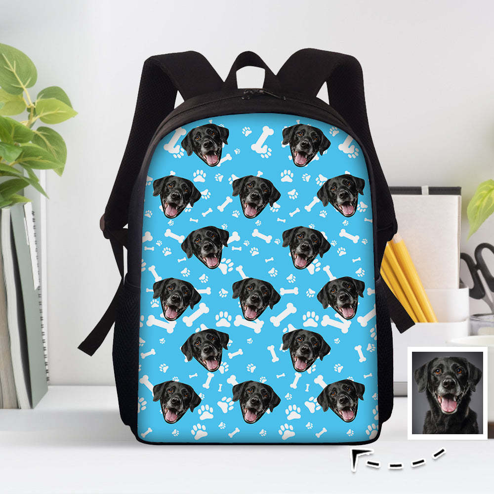 Custom Face Backpack Personalised Pet Paw Prints School Bag - 