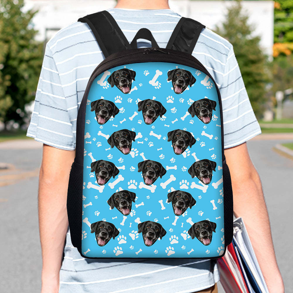 Custom Face Backpack Personalised Pet Paw Prints School Bag - 
