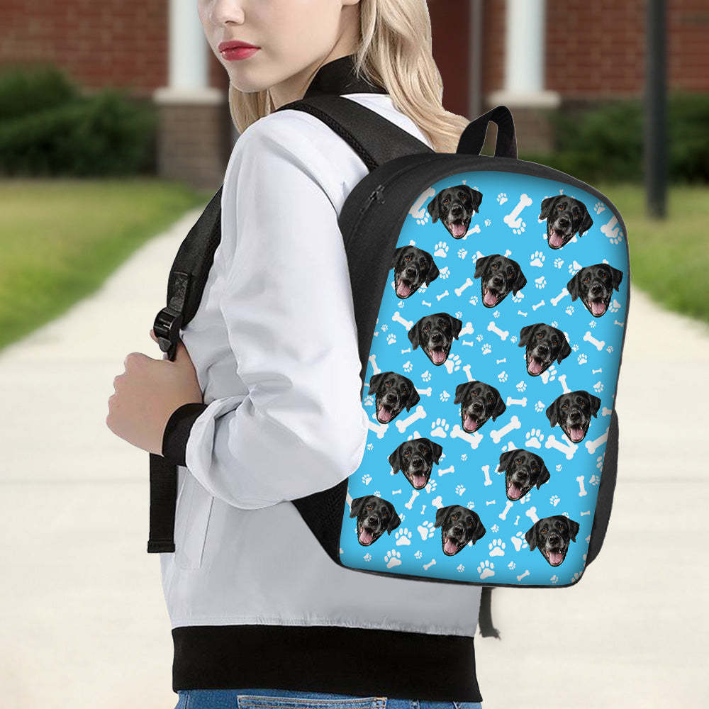 Custom Face Backpack Personalised Pet Paw Prints School Bag - 