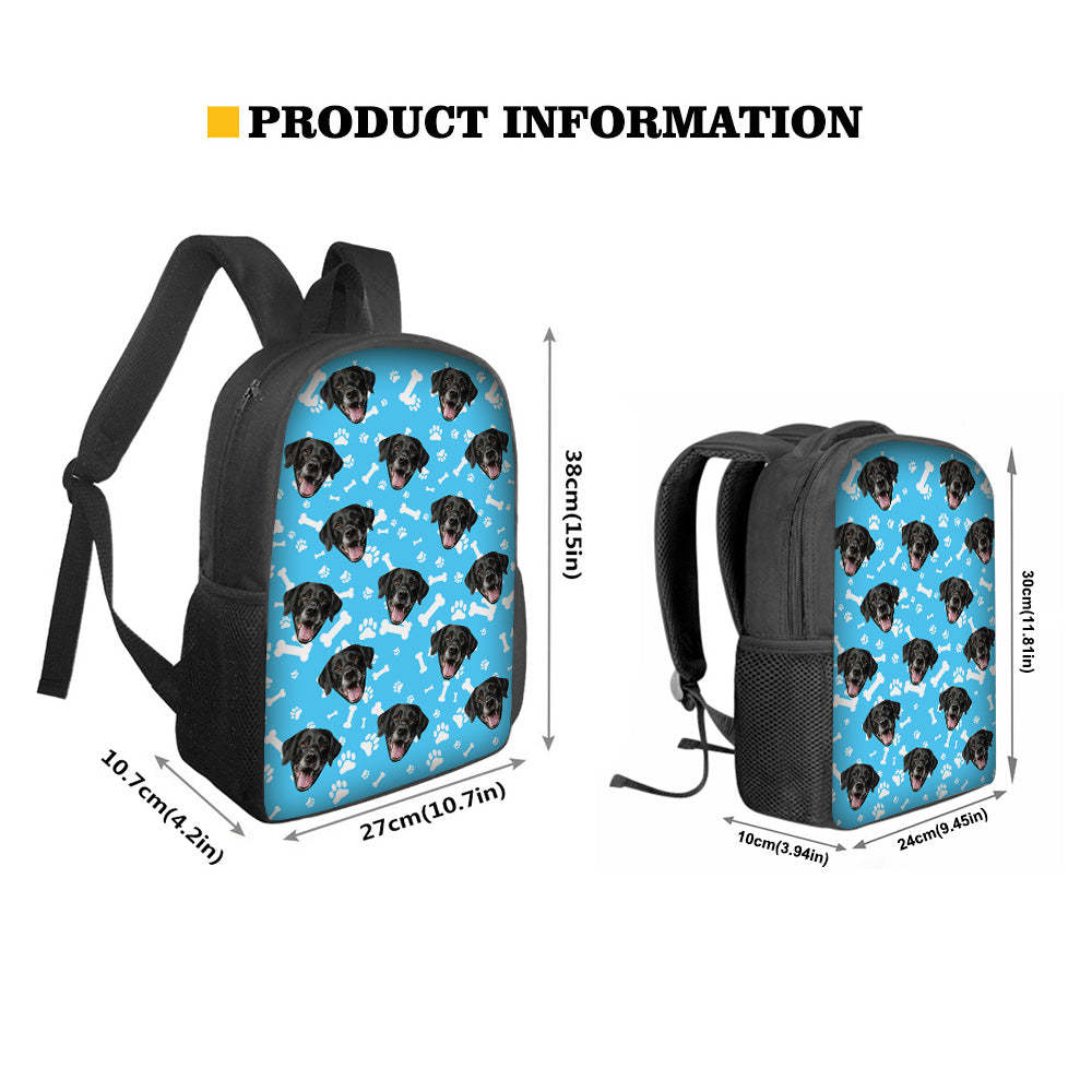 Custom Face Backpack Personalised Pet Paw Prints School Bag - 