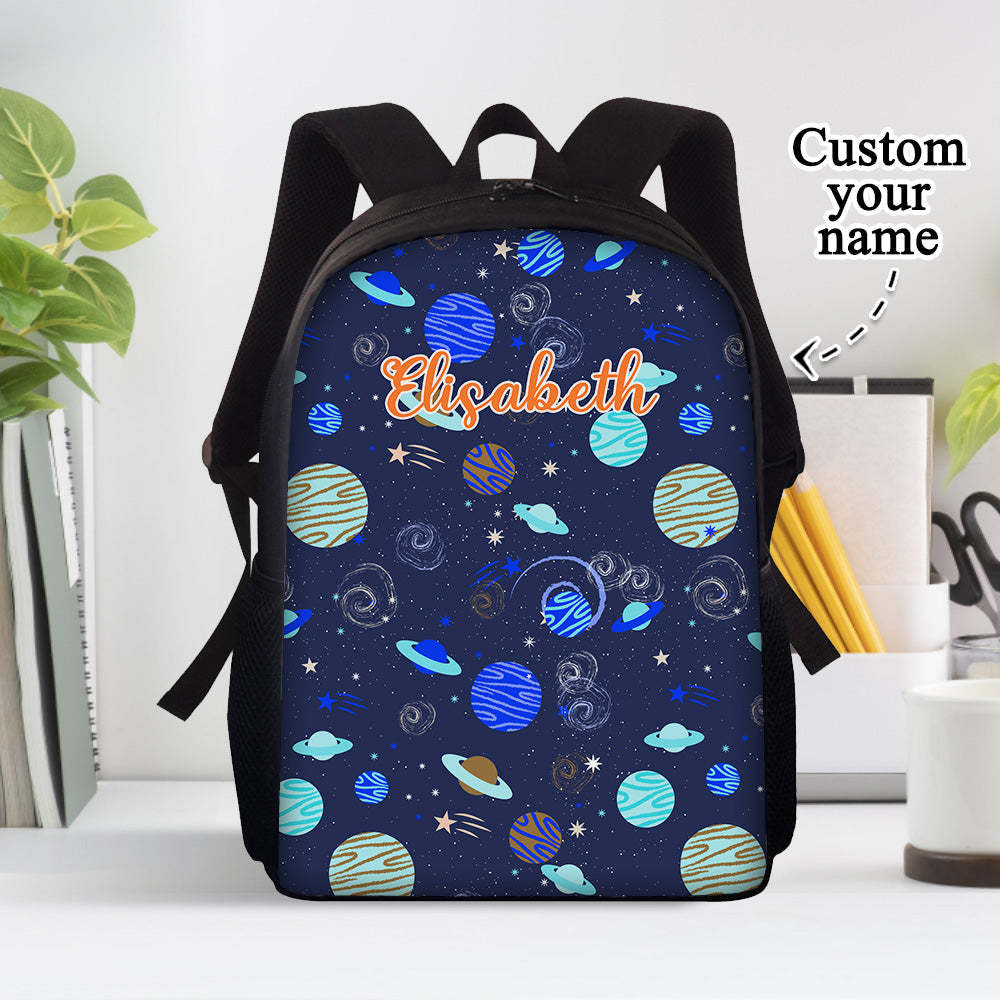 Custom Name Backpack Personalised Planet School Bag for Kids - 