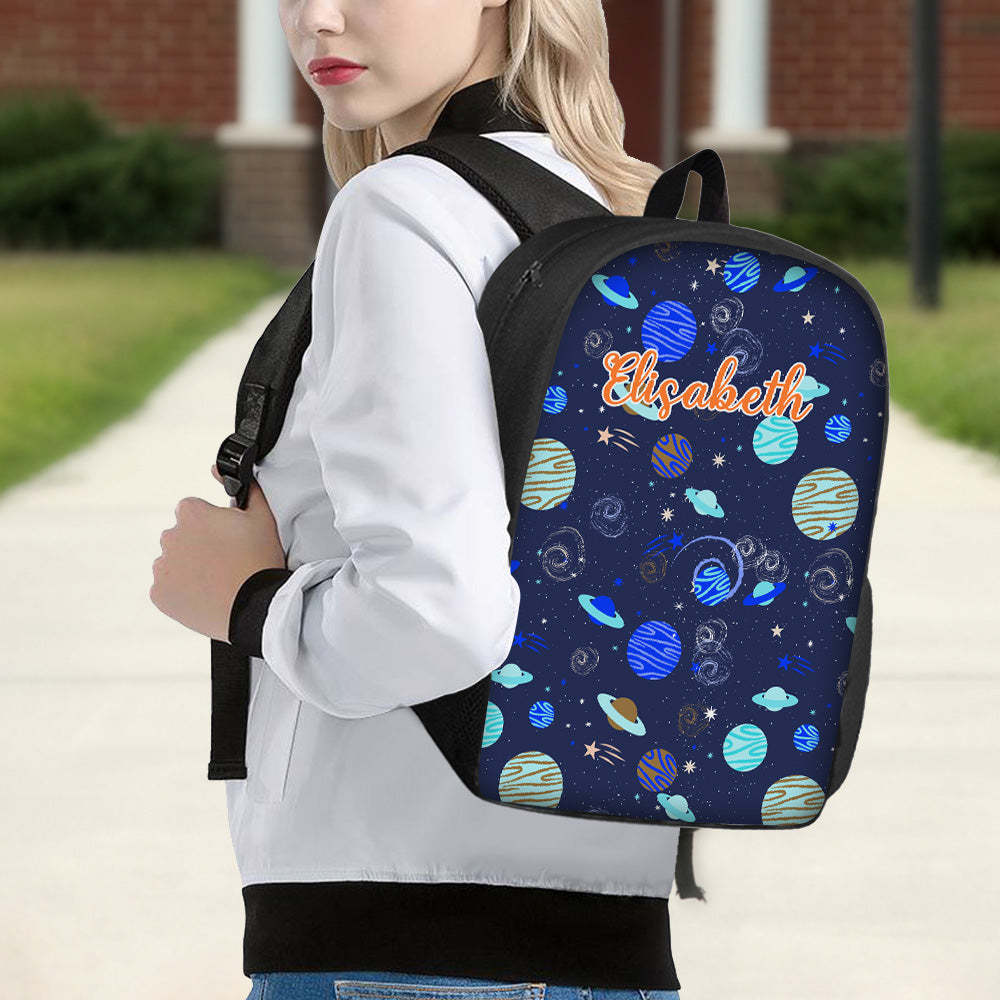 Custom Name Backpack Personalised Planet School Bag for Kids - 