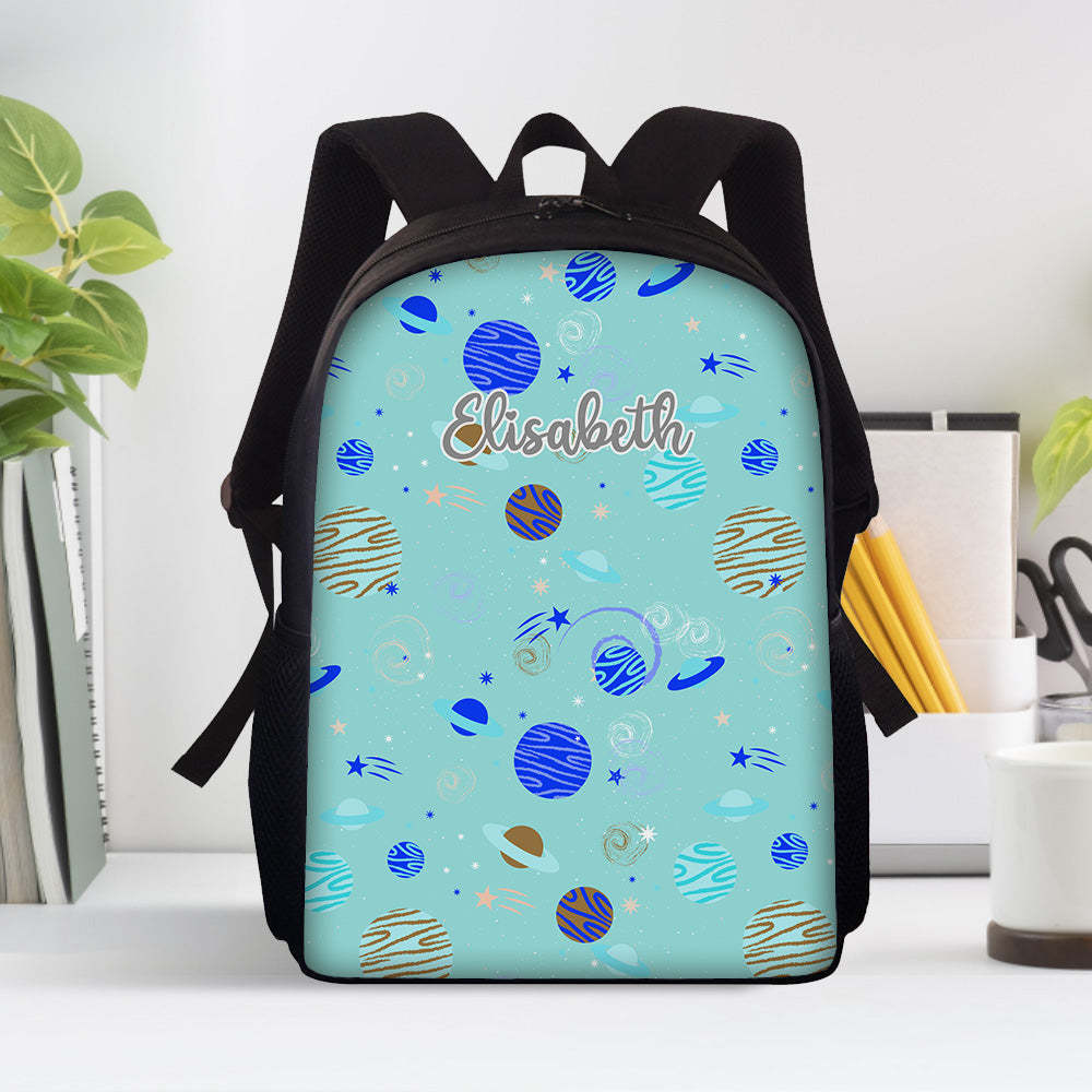 Custom Name Backpack Personalised Planet School Bag for Kids - 