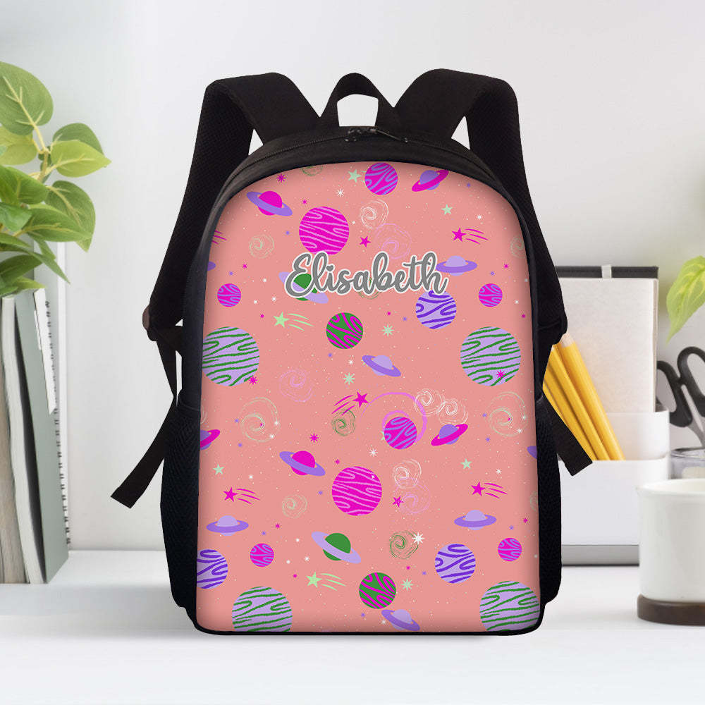 Custom Name Backpack Personalised Planet School Bag for Kids - 