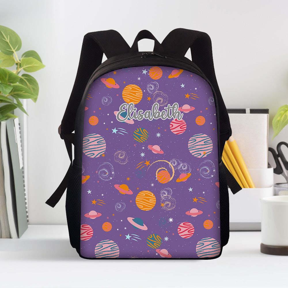 Custom Name Backpack Personalised Planet School Bag for Kids - 