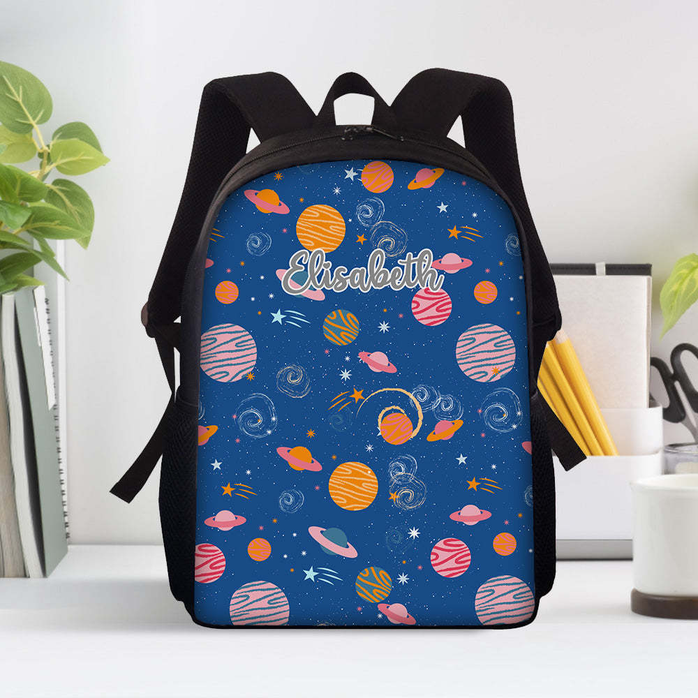 Custom Name Backpack Personalised Planet School Bag for Kids - 