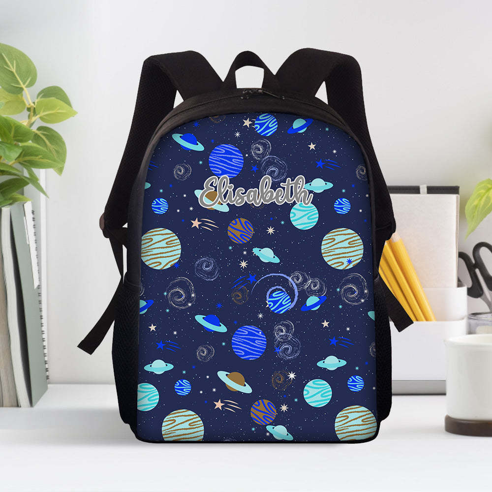 Custom Name Backpack Personalised Planet School Bag for Kids - 