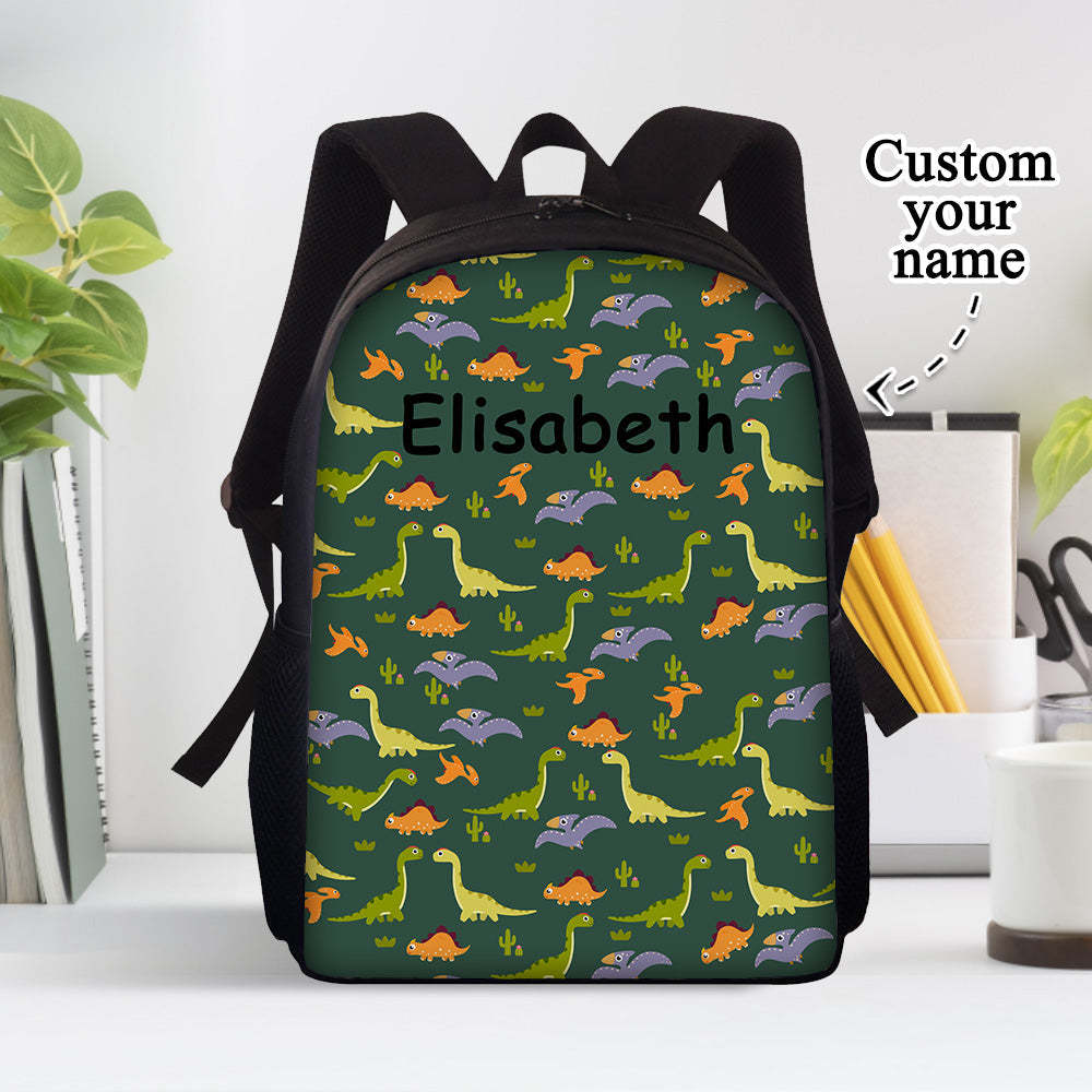 Custom Name Backpack Personalised Dinosaur School Bag for Boys Girls - 