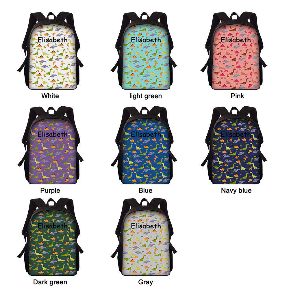 Custom Name Backpack Personalised Dinosaur School Bag for Boys Girls - 