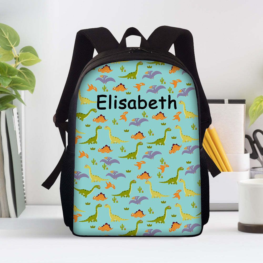 Custom Name Backpack Personalised Dinosaur School Bag for Boys Girls - 