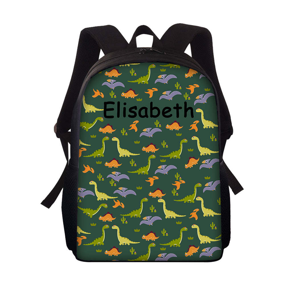 Custom Name Backpack Personalised Dinosaur School Bag for Boys Girls - 
