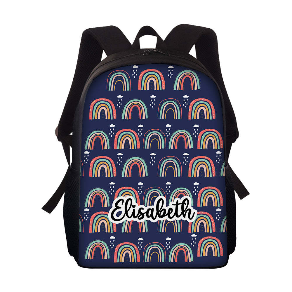 Custom Name Backpack Personalised Rainbow School Bag for Boys Girls - 