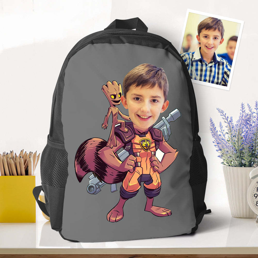 Custom Picture Rocket Racoon  Backpacks Minime School Bookbags Back To School Gifts For Boys Unique Gifts - 