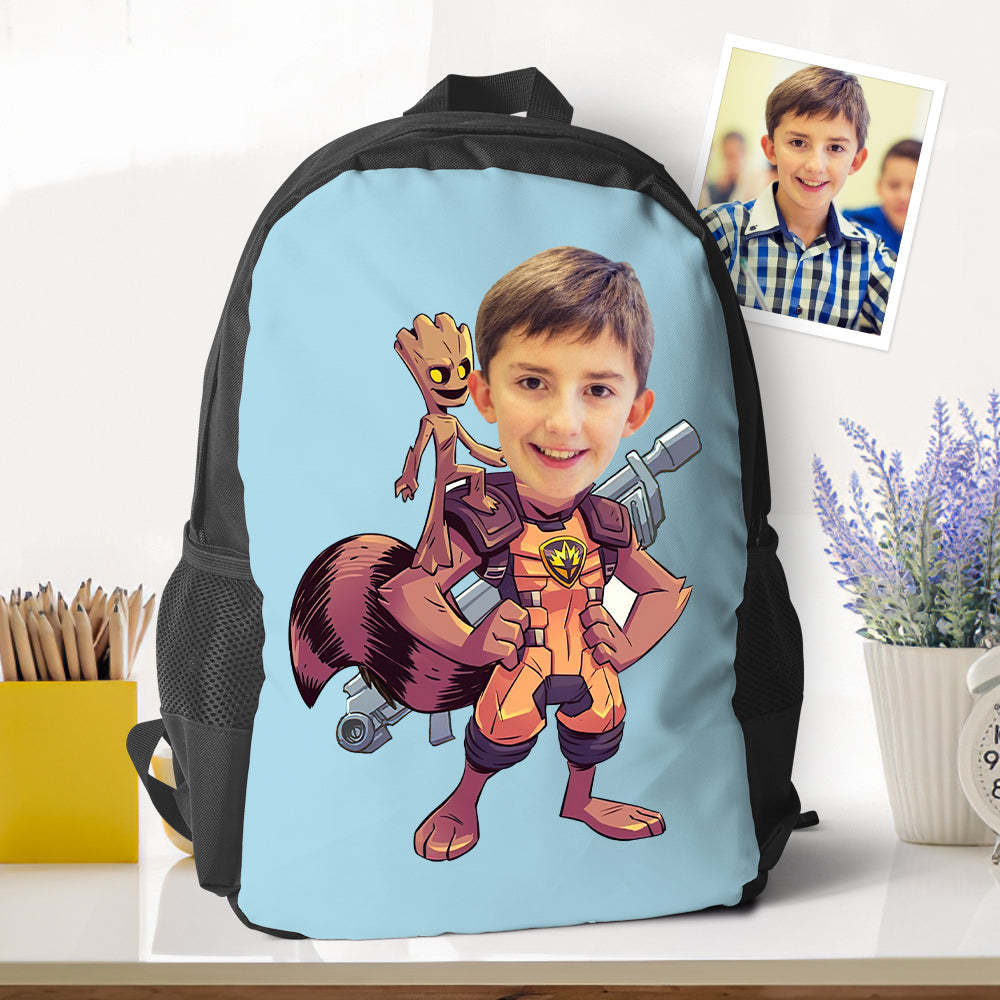 Custom Picture Rocket Racoon  Backpacks Minime School Bookbags Back To School Gifts For Boys Unique Gifts - 