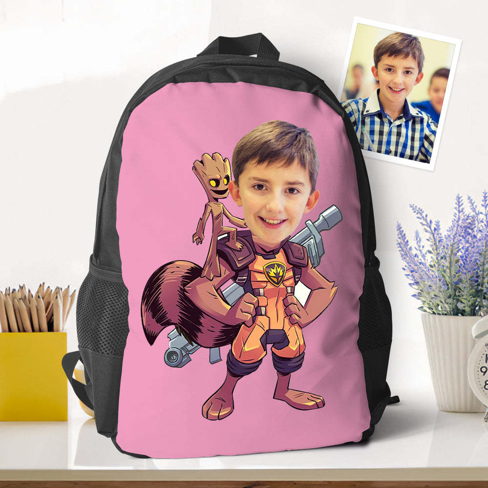 Custom Picture Rocket Racoon  Backpacks Minime School Bookbags Back To School Gifts For Boys Unique Gifts - 