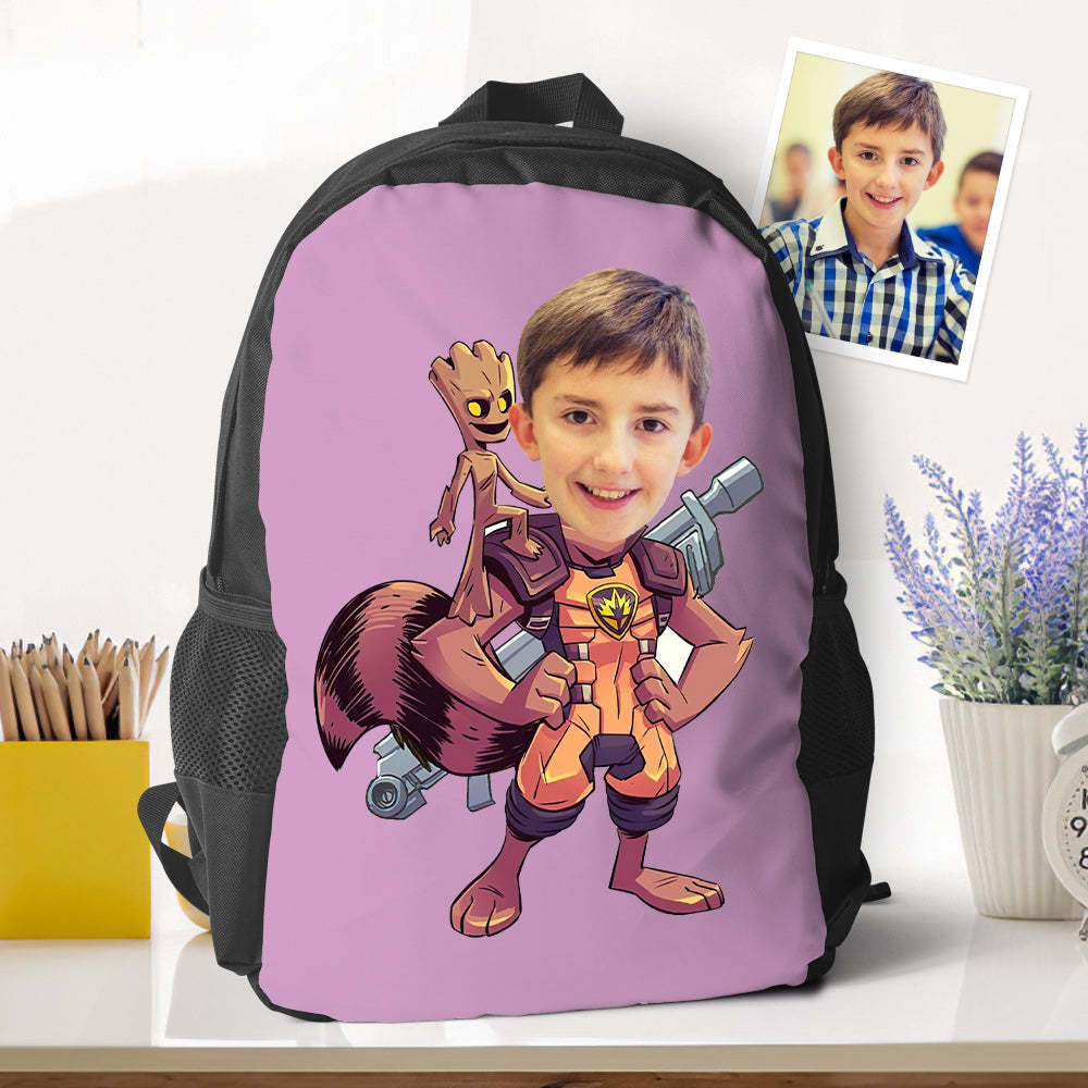 Custom Picture Rocket Racoon  Backpacks Minime School Bookbags Back To School Gifts For Boys Unique Gifts - 