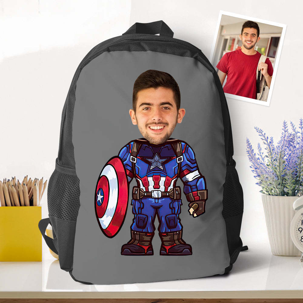 Customizable Unique Captain Amarican Minime Backpacks Back To School Gifts For Kids Boys Gifts - 