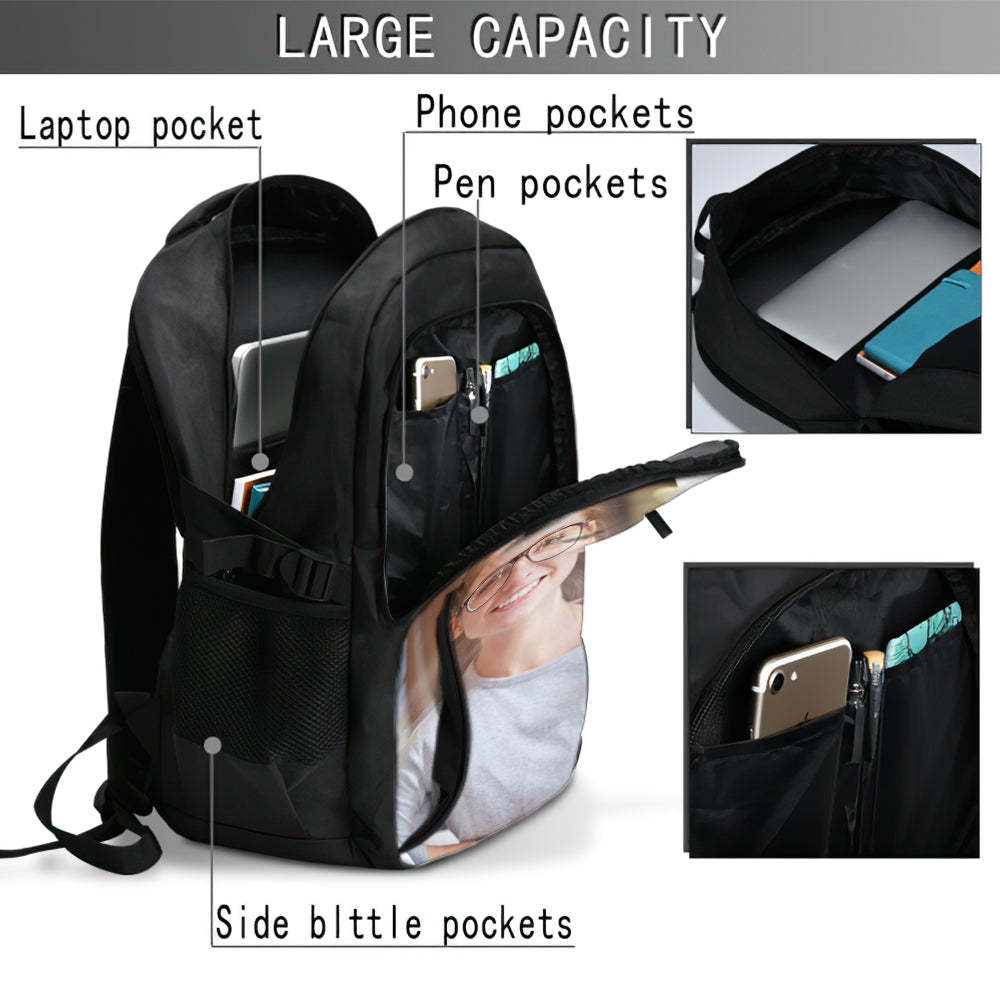 Back to School Custom Photo Backpacks Pack-Sack Personalized Photo Schoolbags - 