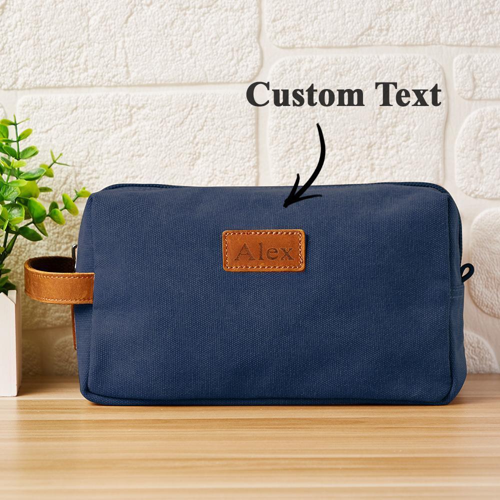 Custom Travel Toiletry Organizer Dopp Kit For Men Canvas Shaving Bag - 