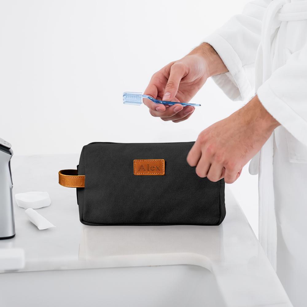 Custom Travel Toiletry Organizer Dopp Kit For Men Canvas Shaving Bag - 