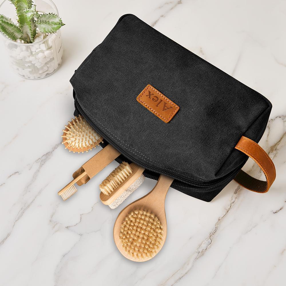 Custom Travel Toiletry Organizer Dopp Kit For Men Canvas Shaving Bag - 