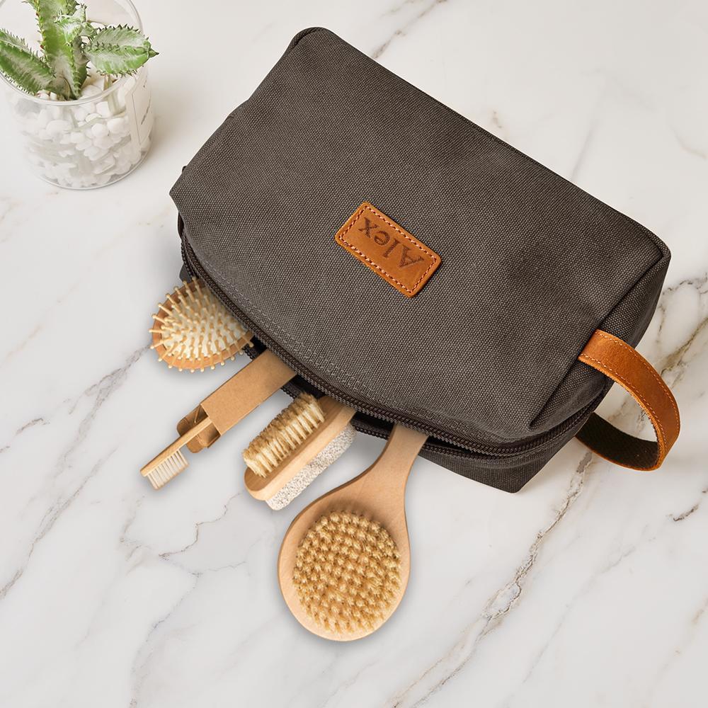 Custom Travel Toiletry Organizer Dopp Kit For Men Canvas Shaving Bag - 