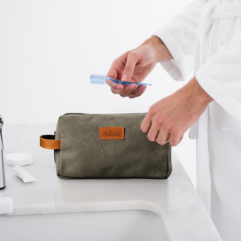 Custom Travel Toiletry Organizer Dopp Kit For Men Canvas Shaving Bag - 
