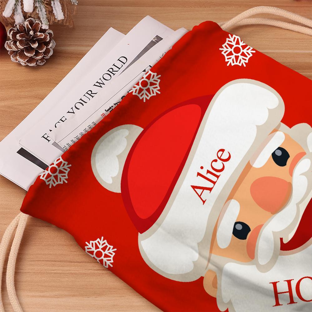 Custom Engraved Bag Cute Santa Christmas Sack Bag Gift for Boys & Girls - 