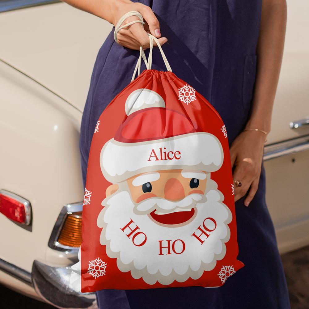 Custom Engraved Bag Cute Santa Christmas Sack Bag Gift for Boys & Girls - 