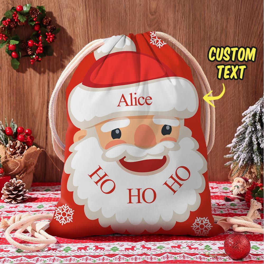 Custom Engraved Bag Cute Santa Christmas Sack Bag Gift for Boys & Girls - 