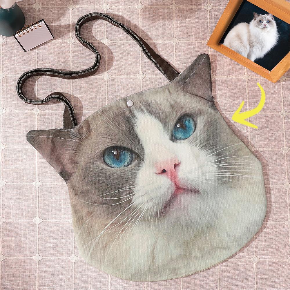 Custom Photo Bag Pet Cat Tote Bag Gift for Cat Lover - 