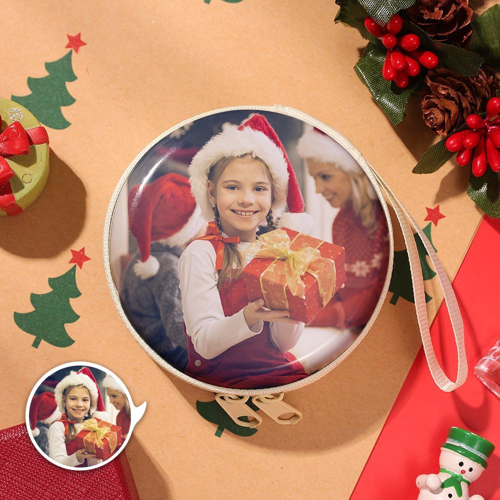 Custom Photo Round Mini Bag Travel Storage Bag Christmas Gift for Girl - 