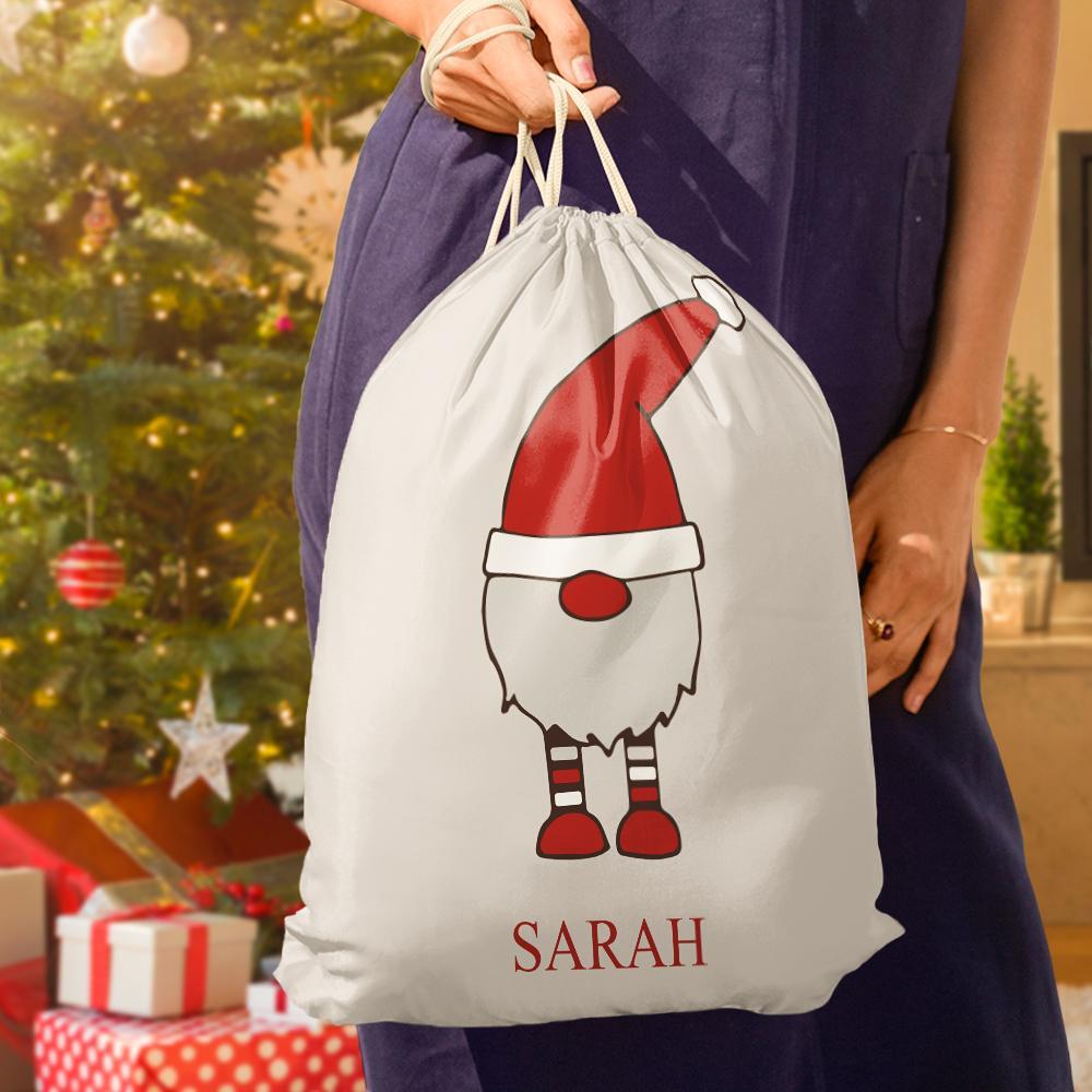 Custom Engraved Bag Santa Drawstring Bag Christmas Sack Gift Bag - 